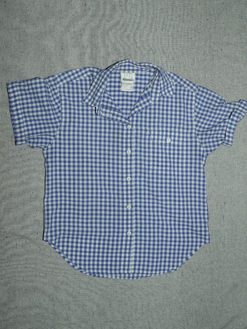 Modern Gingham Checkered Blue and White Work Shirt